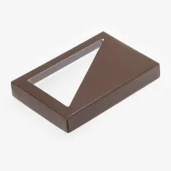 12 Choc Gloss Brown Folding Lid with Triangular Window